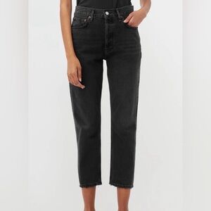 REVOLVE AGOLDE Riley High Rise Straight Crop 25”Black Jeans size 30